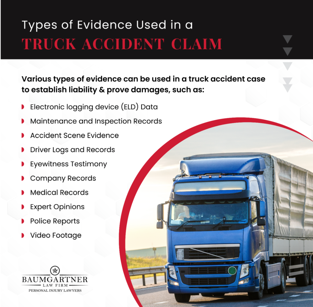 Evidence in a truck accident injury case