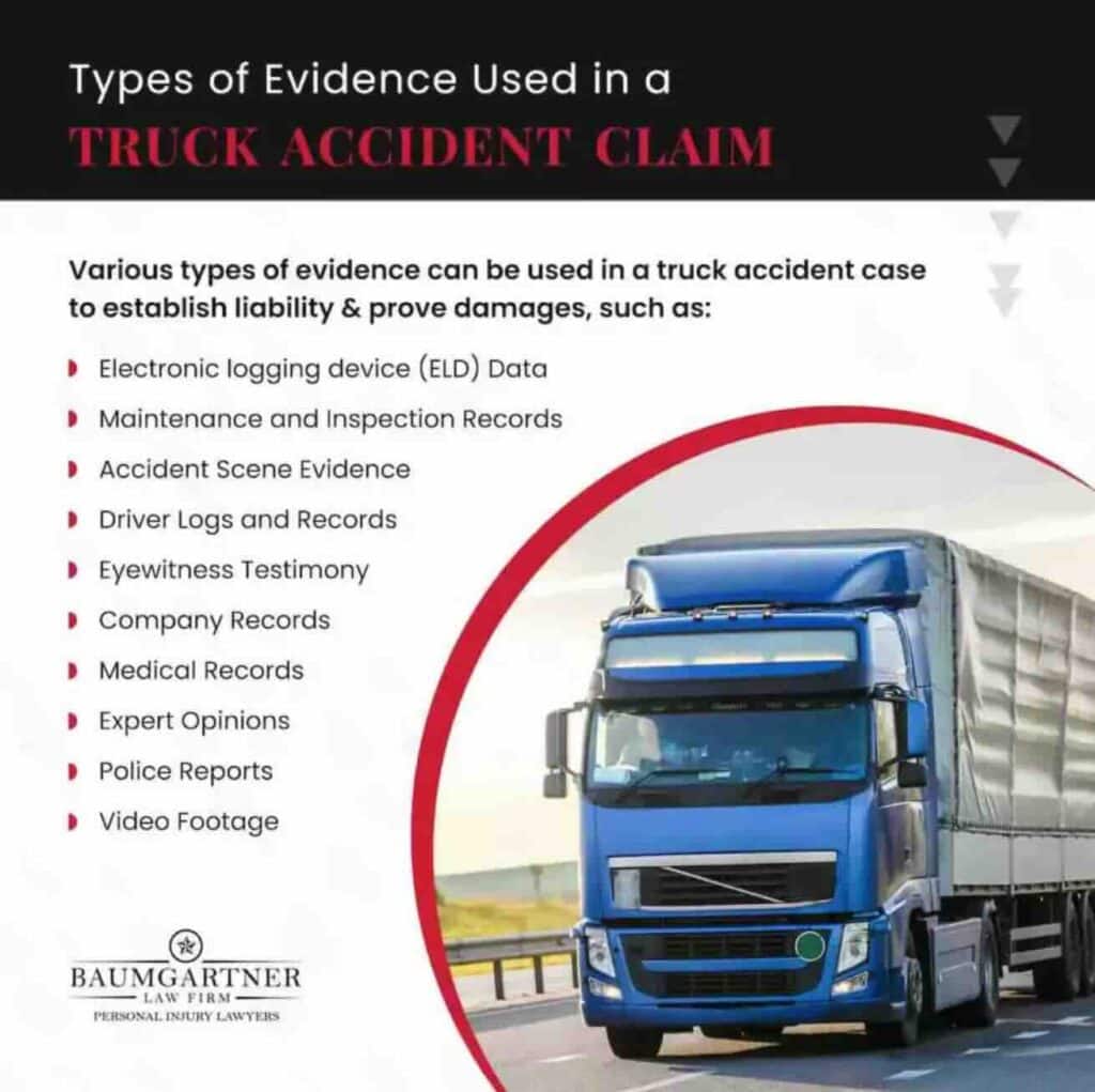 Evidence needed in a truck accident case 